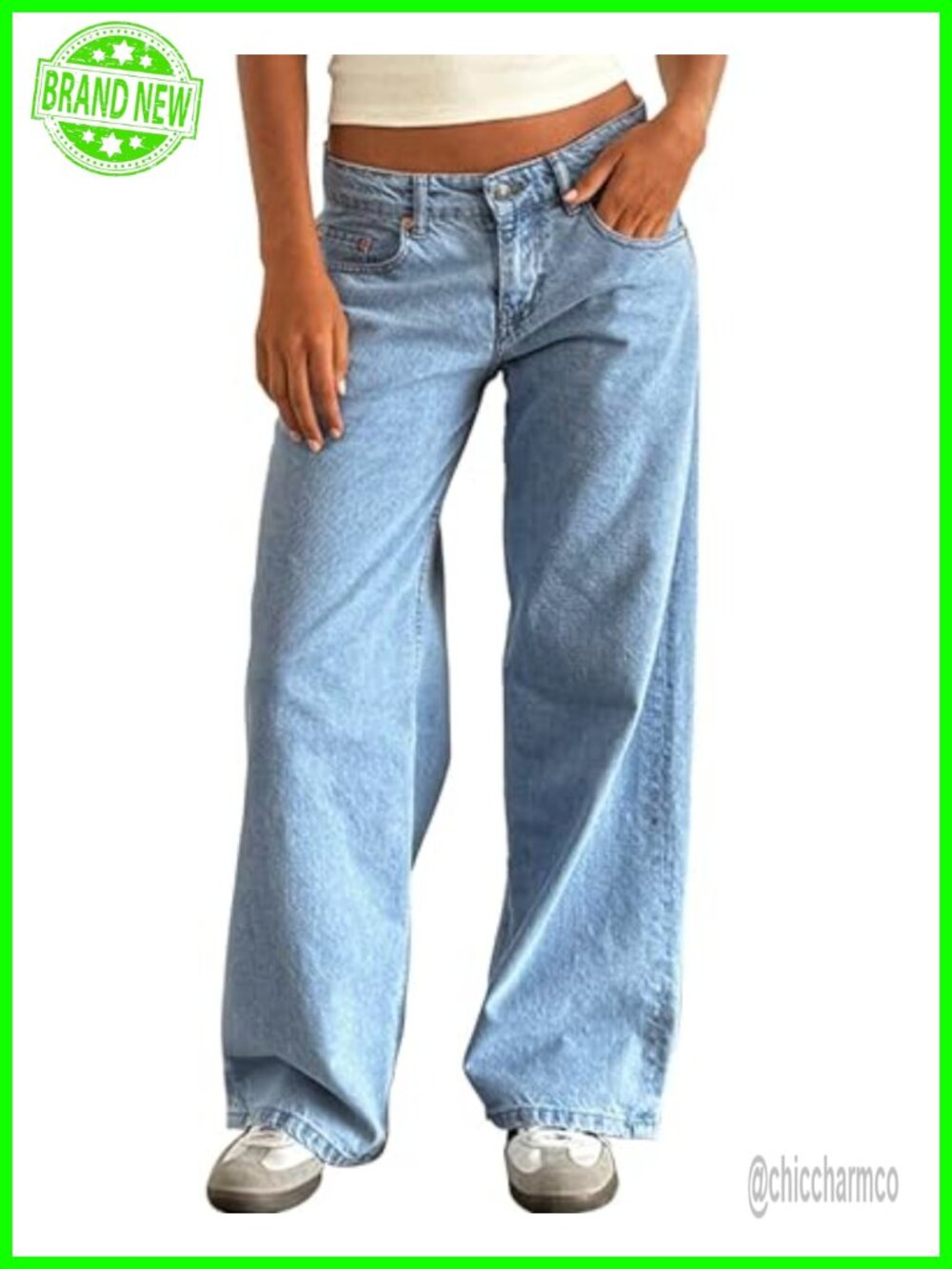 Women's Low Rise Wide Leg Baggy Jeans Y2K Boyfriend Straight Denim Pants